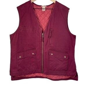 Duluth Trading Company Can-Do Canvas Vests To Size XL Color Burgundy